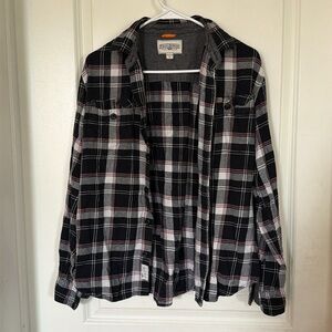 Black and white flannel with red detail